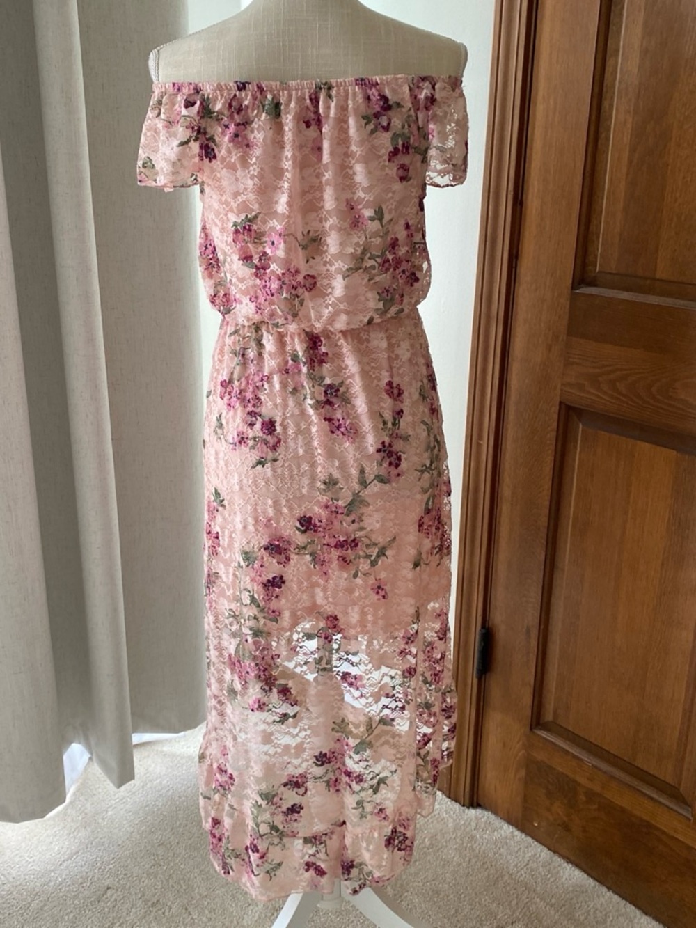 No Boundaries Blush Pink Floral Trim Dress - Picture 2 of 5